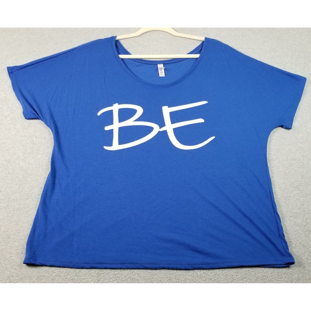 Bella Be T-Shirt Womens XXL 2XL Blue Graphic Short Sleeve Scoop Neck Tee Knit